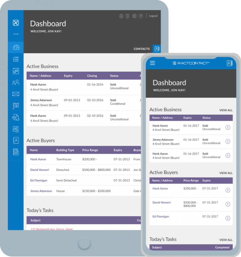 Example of a mobile app Whitecap developed for IXACT Contact.