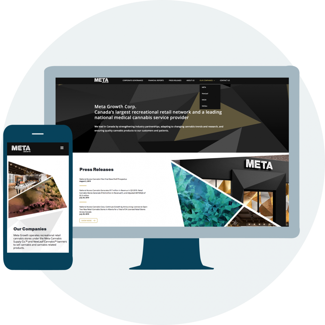 Sample website on a desktop computer and mobile phone.