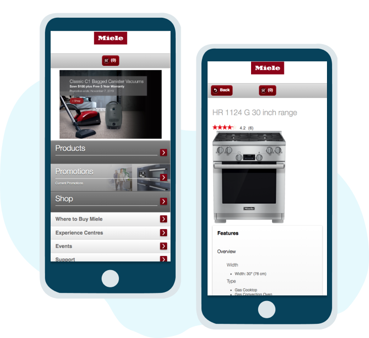 Example of a mobile site Whitecap developed for Miele.