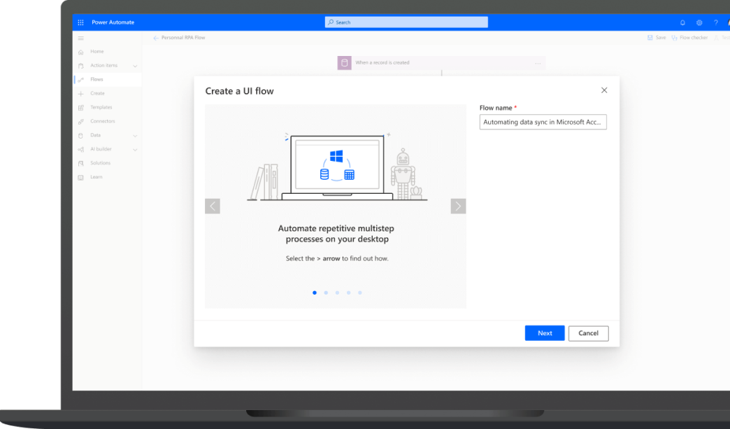 A sample Power Automate dashboard. 