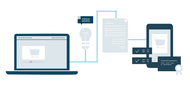 A responsive website design displayed on different types of mobile devices.