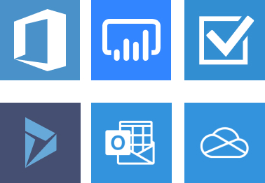 Logos of all the Microsoft services that integrate with SharePoint Illustration representing the integration of Dynamics 365 CRM with other applications.