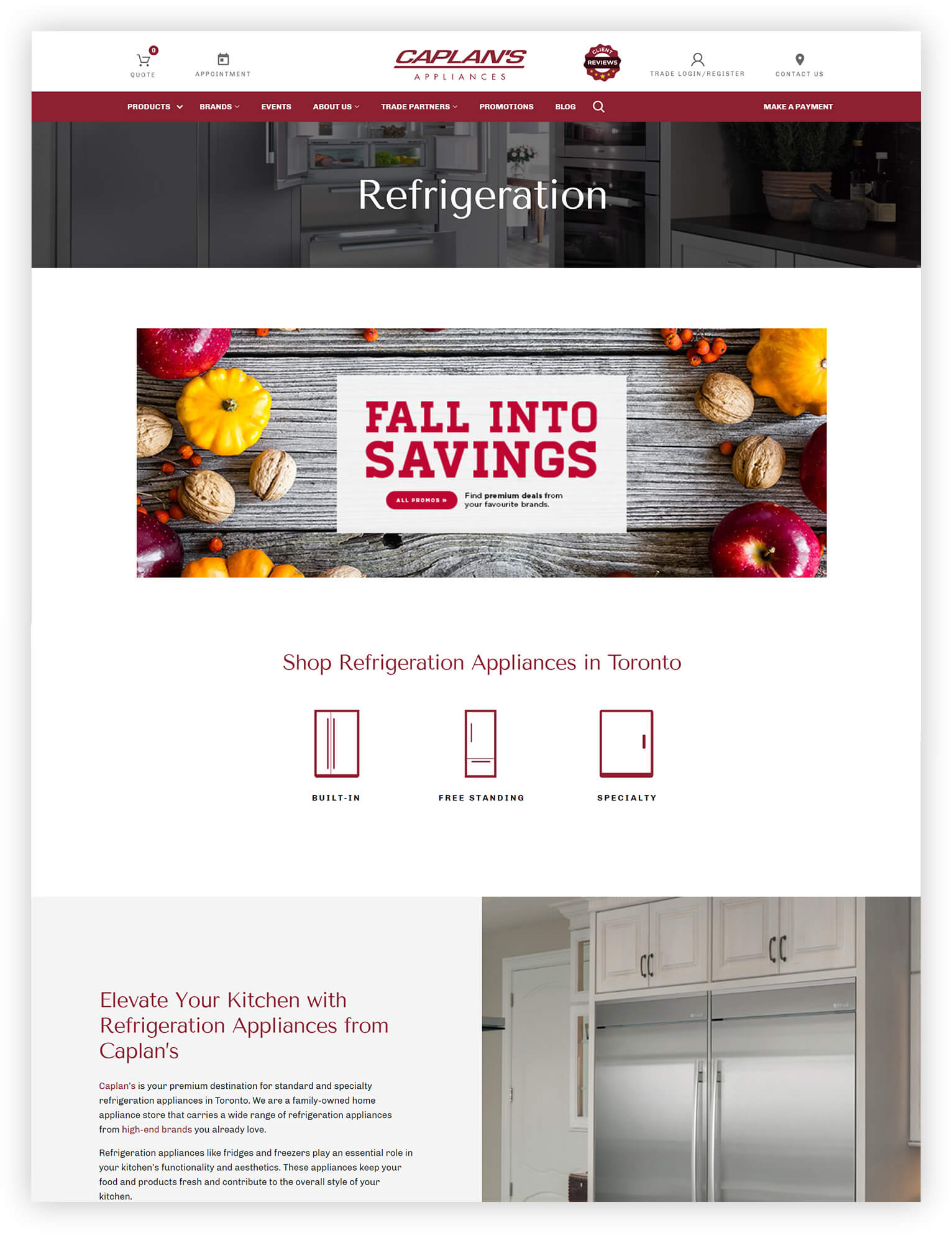 Caplan's Appliances product landing page