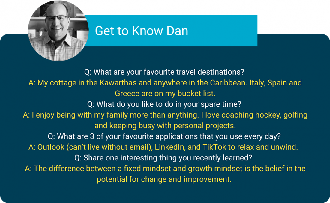 Get to know Dan QA graphic