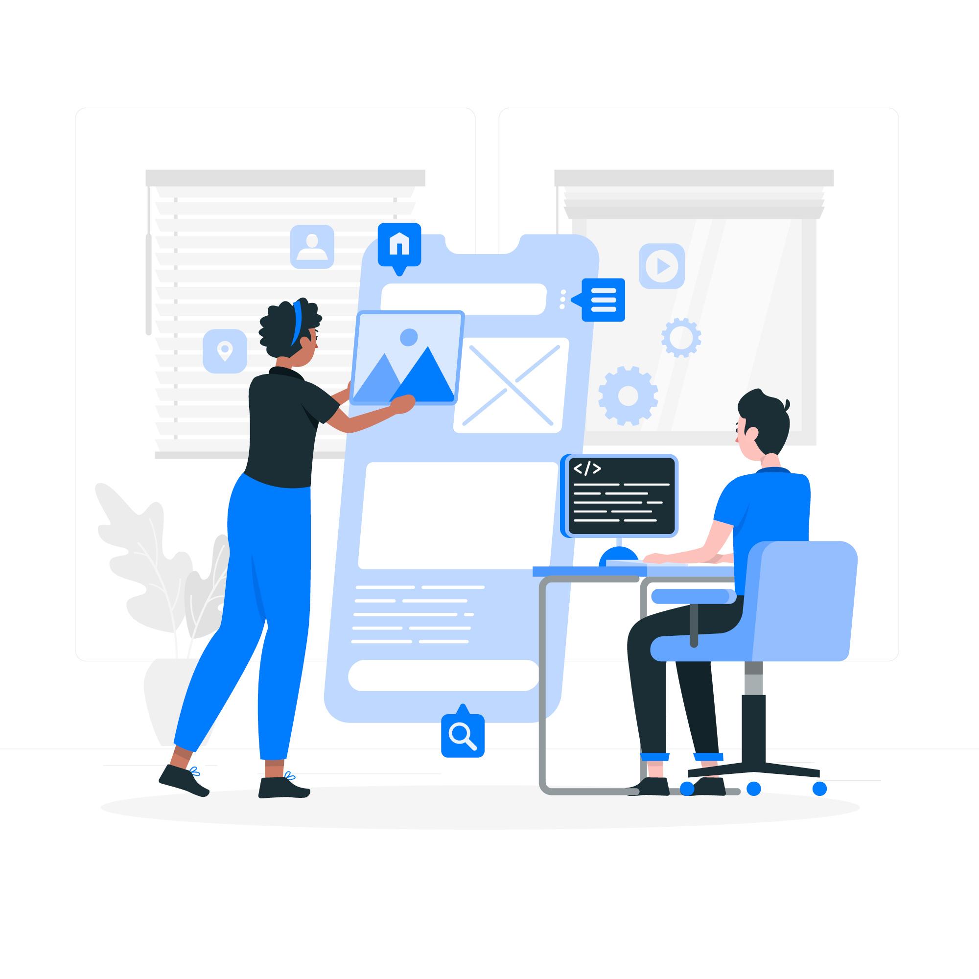 App Development , Custom Integration Illustration depicting collaborative development between Whitecap developers.