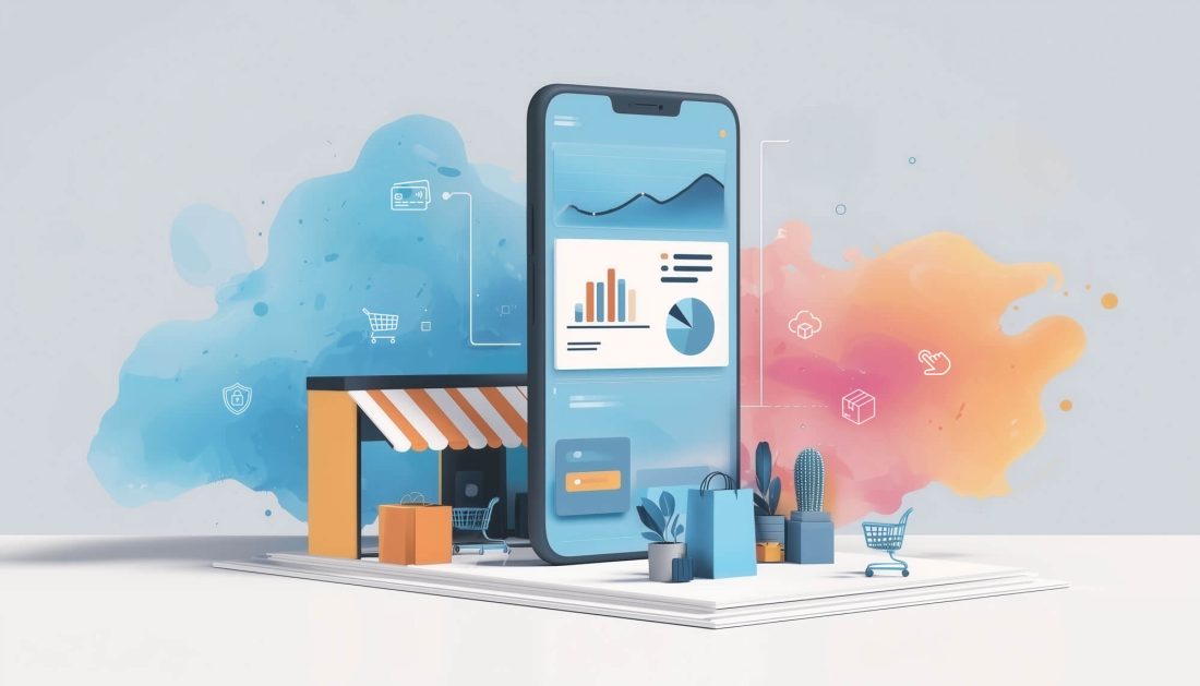 ecommerce-mobile-development (1) Image of a man in a warehouse with a tablet in his hands.