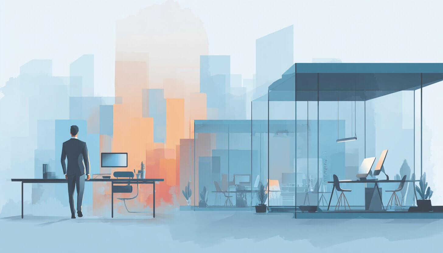 Professional working in a private glass office